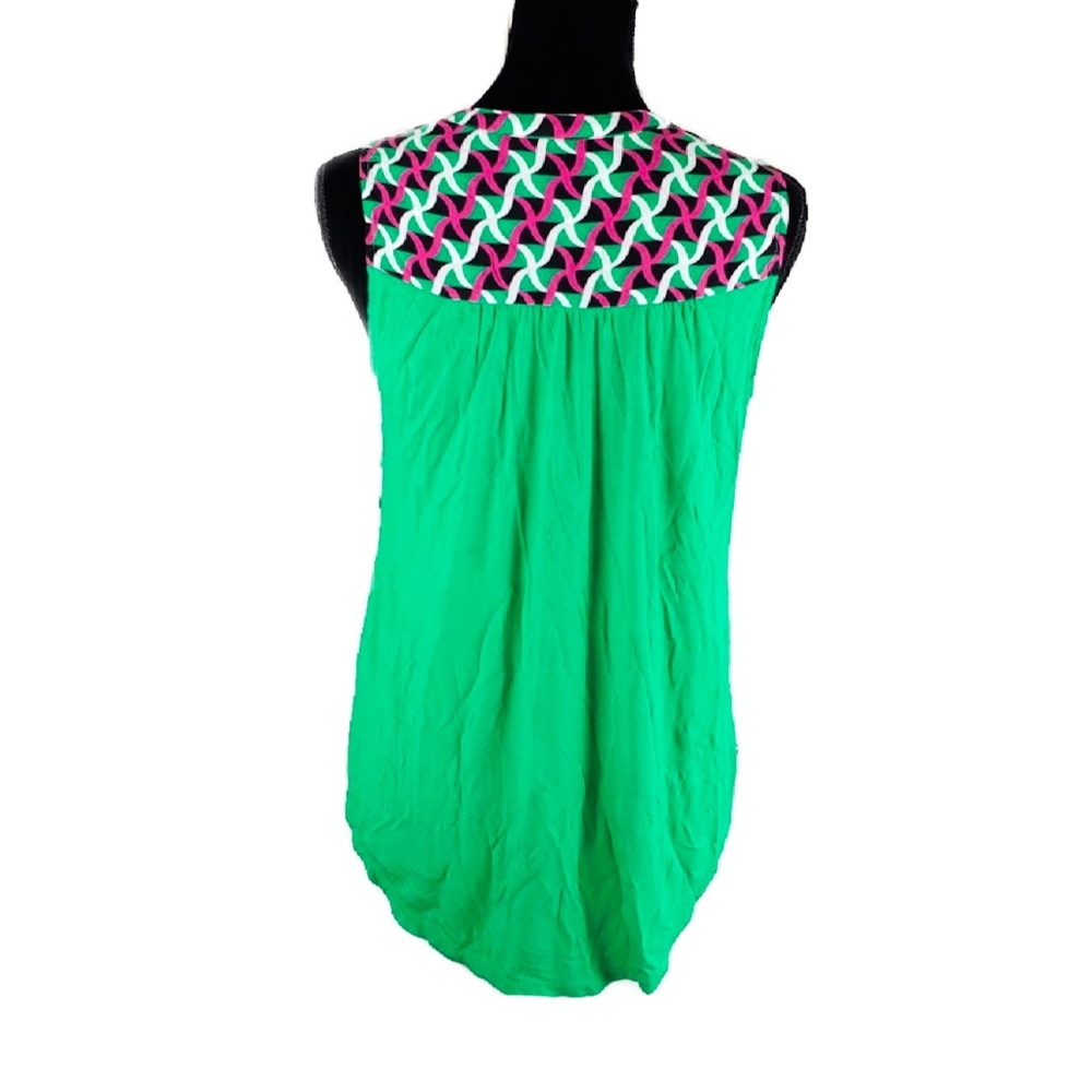 Kaari Blue Womens S Geometric Sleeveless Button Up Top - Picture 7 of 7